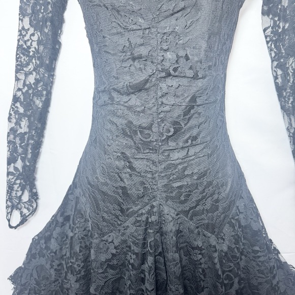 Vtg Fredericks Hollywood Black Lace Formal Dress 7/8 Gothic Victorian Ren Prom - Picture 3 of 16
